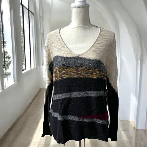90s Mystree Lightweight Loose Knit  V Neck Pullover Sweater Size Small - Picture 1 of 8